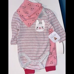 3 piece baby girl outfit and bandanna bib